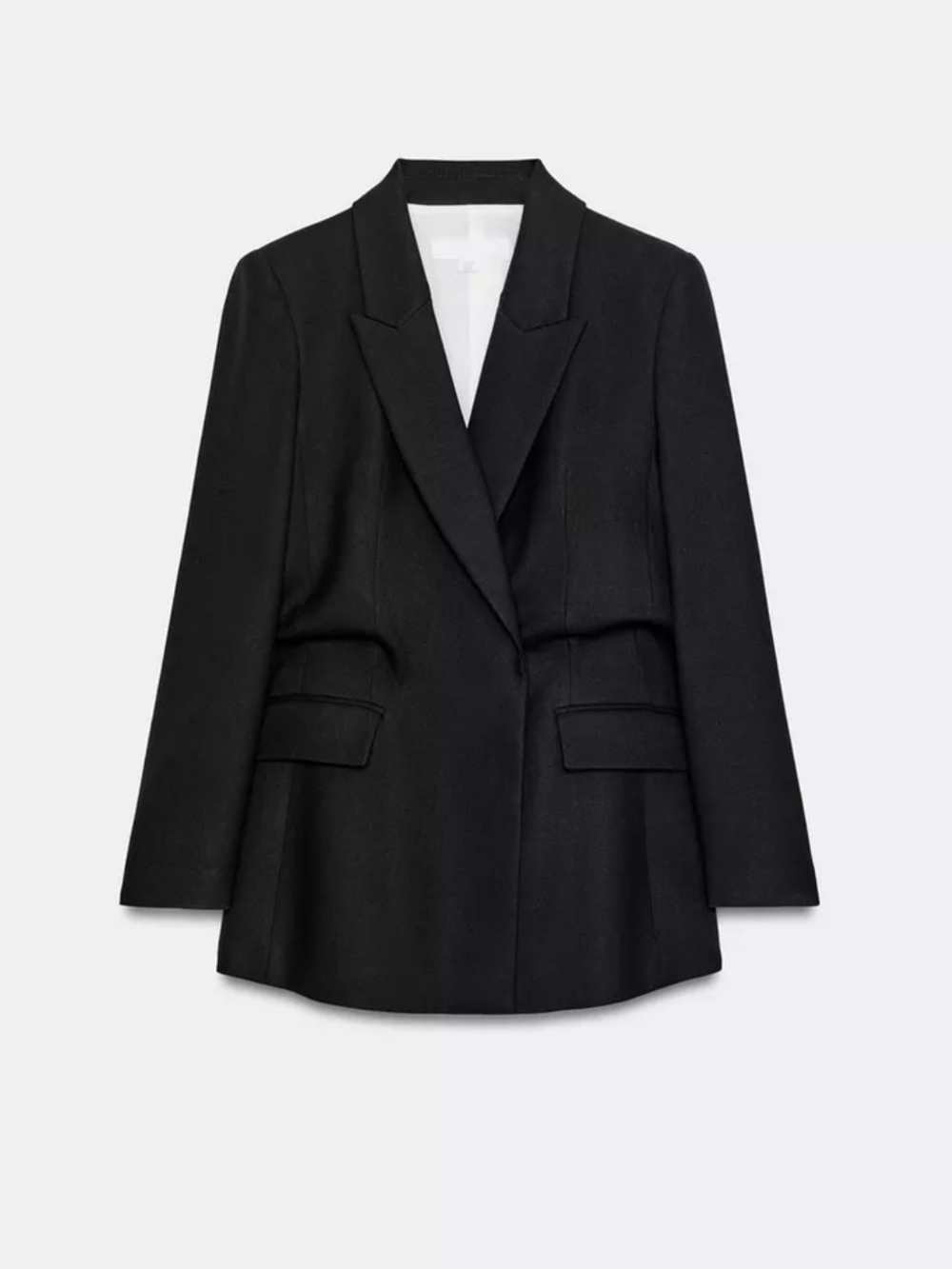 DOUBLE-BREASTED BLAZER WITH PUFF WAIST & SHOULDER PADS